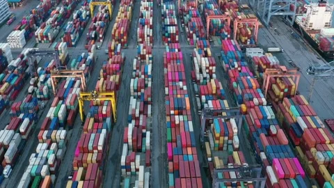 4k time lapse Container Port docks ship cargo container global Singapore Stock-Footage 336269927