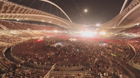 4K Time Lapse Of Crowd Gathering At Stadium For Live Music Concert OLD version Stock Footage