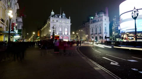 4k Time lapse of a crowded square, Piccadilly Circus, London Stock Footage 60258025