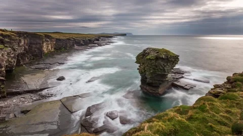4K Time Lapse of Cubby Roo Castle in Sandwick Orkney Video stock 256096037