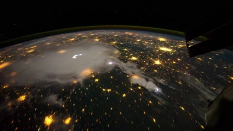 4K Time Lapse of dark sky and city lights of North and South America. Stock Footage 155760351