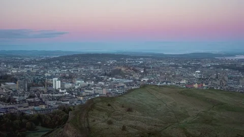 4K Time-Lapse of dawn over Edinburgh with Arthur Seath Stock Footage 249330441