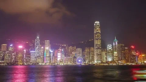 4k Time-lapse day to night of Skyline of Hong Kong city Stock Footage 69208640