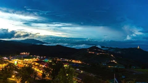 4k Time Lapse day to night Landscape Phu Thap Boek Stock Footage 74298916