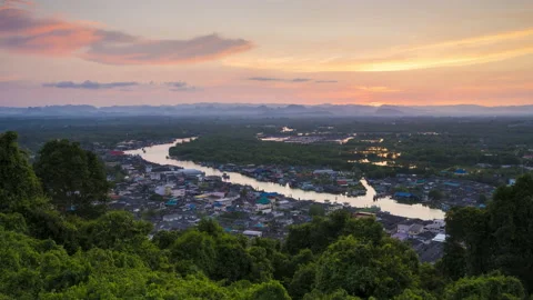 4K time lapse day to night view of Mut see viewpoint in Chumphon Video stock 138754804
