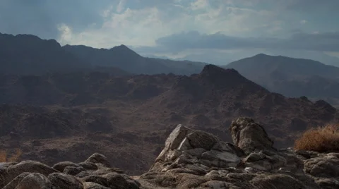 4K time lapse of desert mountains rain clouds near Palm Springs California Stock Footage 61403539