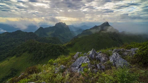 4K time-lapse of Doi Luang Chiang Dao mountain in Chiang Mai Stock Footage 143707665