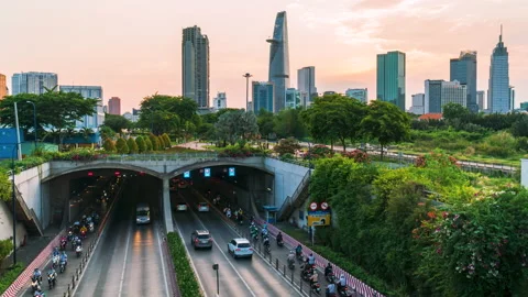 4K Time lapse Downtown SaiGon Day to Night, Ho Chi Minh city, VietNam Video stock 155286848