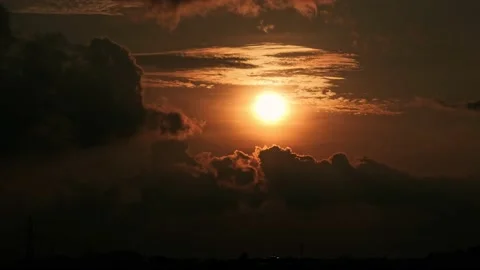 4k Time-lapse of Dramatic clouds moving during Sunset Stock Footage 138260743