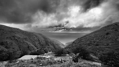 4K Time Lapse of Dramatic Clouds Over Kea Island Greece Stock Footage 328679379