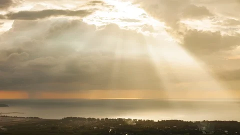4K Time Lapse of dramatic sky and clouds moving over tropical sea Stock Footage 105553253