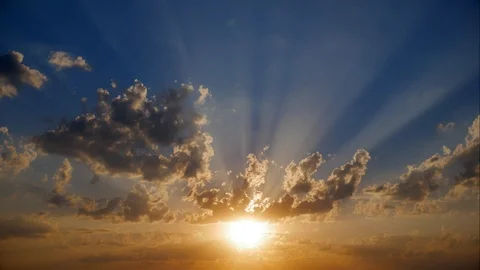 4K time lapse of dramatic sunset cloudscape with flying airplane Stock Footage 93809521