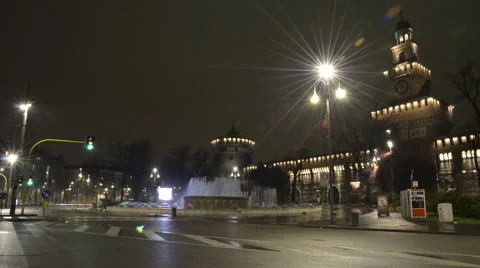 4k Time lapse during the night of Castello Sforzesco in Milan Stock-Footage 60257830