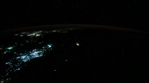 4K time lapse of earth at night seen from space featuring boat lights. Stock Footage 155759722