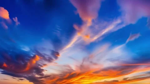 4k Time Lapse. Evening sky with clouds and beautiful sunset light along Stock Footage 278506857