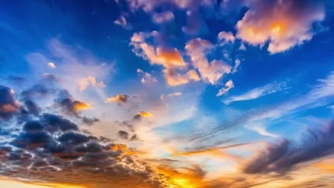 4k Time Lapse. Evening sky and clouds with the light of sunset and summer clouds Stock Footage 278506869