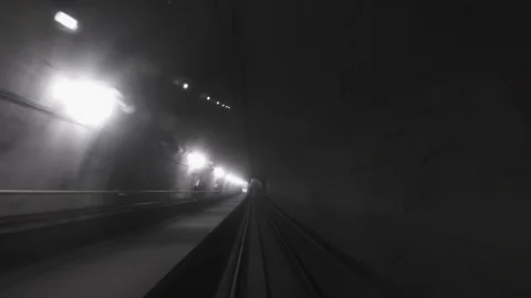 4K Time Lapse of a Fast Speed Underground Train Riding in a Subway Tunnel Stock-Footage 124538926