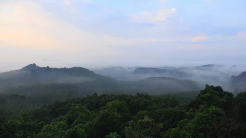 4K Time Lapse / Fog Dancing at Khuan Song Temple, Trang Province, Thailand Stock Footage 100424276