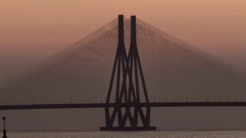 4k Time lapse footage after Sunset at Bandra Worli sea link Mumbai, India. Stock Footage 70155966