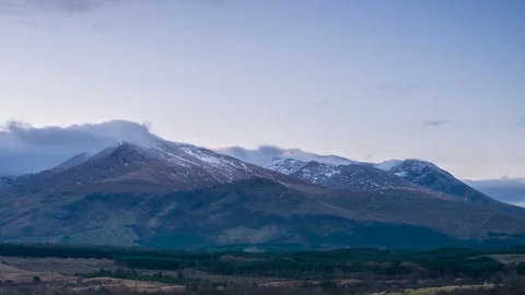4K Time-lapse footage of the Nevis Rage - including Ben Nevis Stock Footage