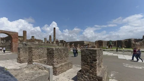 4k Time lapse footage of Spectators visit historic Pompeii, Italy. Stock Footage 74180940