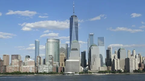 4k Time-Lapse of Freedom Tower in NYC (Pan Up) Stockbeeldmateriaal 92144281