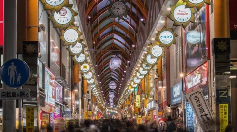 4k time lapse of frenzied new years shopping in Nakano Tokyo January 2015 Stock Footage