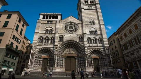 4K Time-lapse of Genoa Cathedral "Cattedrale di San Lorenzo" Stock Footage 78100949