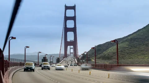 4k time lapse of the Golden Gate bridge with cars coming right past the camera Video stock 42896004