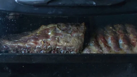 4K Time lapse grilled pork ribs 스톡 동영상 83528000