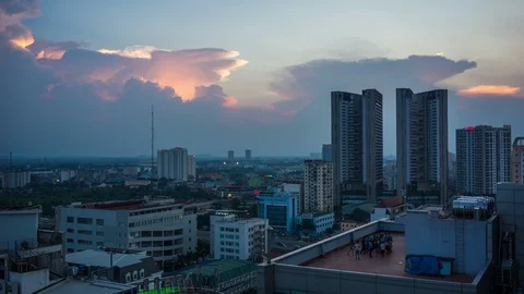 4K Time Lapse: Hanoi skyline cityscape by sunset period Stock Footage 87496554
