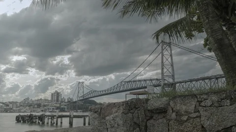 4K Time lapse of Hercílio Luz bridge. Florianópolis / Brazil Stock Footage 89233635