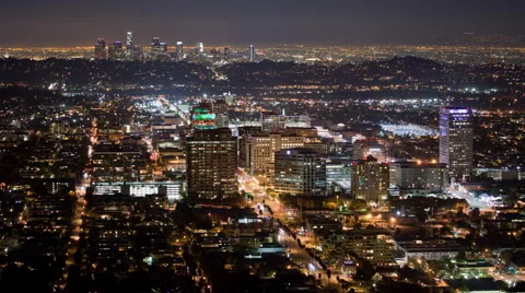 4K Time lapse high angle view of downtown Glendale and the Los Angeles skyline Stock Footage 56201247