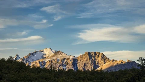 4K Time lapse of high mountains in Patagonia during sunset Stock Footage 97956955