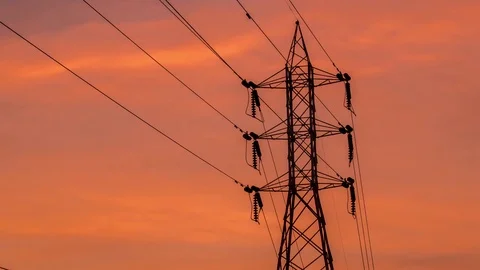 4k Time Lapse High voltage pole Stock Footage 74253215