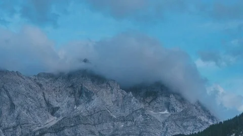 4K time lapse The highest mountain in Germany, Zugspitze surrounded by clouds Stock-Footage 85092125