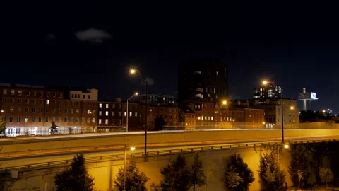 4K TIME LAPSE OF HIGHWAY AT NIGHT WITH CARS PASSING Stock Footage 131277989