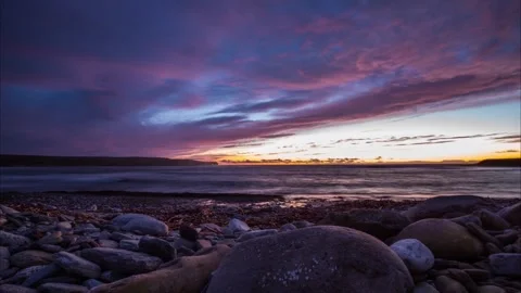 4K Time Lapse of the Hole of row on the Skaill Beach near Skara Brae in Orkney Video stock 256096040
