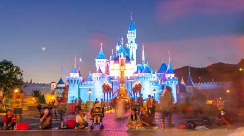 4K Time Lapse Hong Kong Disneyland Castle Stock Footage 57103802
