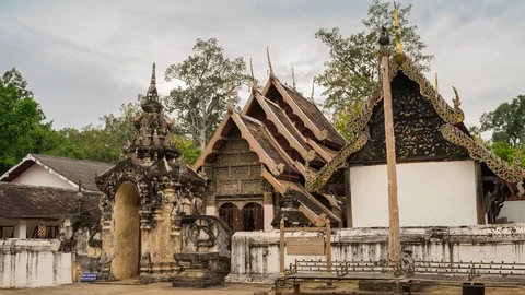 4K time lapse, hyper lapse. The old northern Thai temple. Wat Lai Hin วัดไหล่หิน 스톡 동영상 103937900