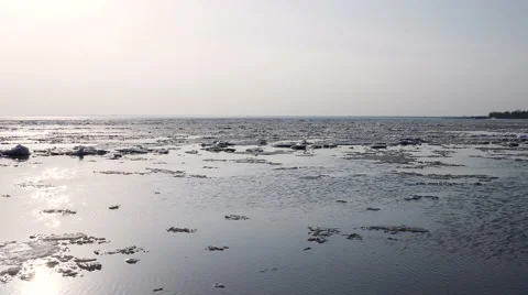 4k Time-lapse Ice drift on the river. In the spring the ice floats on the river 스톡 동영상 62490199