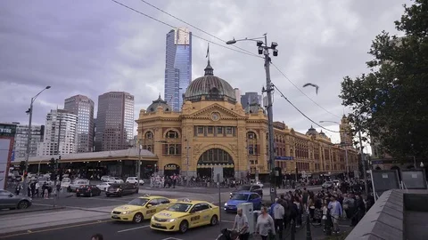 4K Time Lapse of the Iconic Flinders Railway Station in Melbourne,Australia. 库存影片 83010647