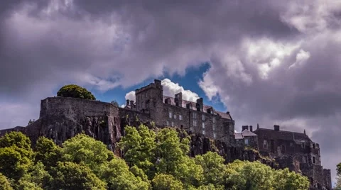 4K Time Lapse of the iconic Stirling Castle (taken from West). Stock Footage 64958451