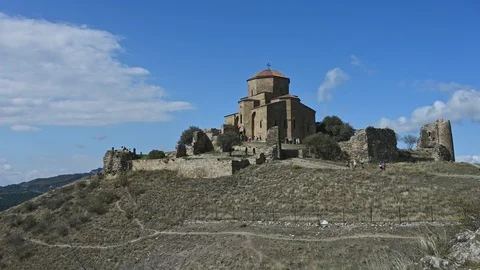 4K time lapse of Jvary Monastery Near Mtskheta, Georgia. Stock Footage 120252013