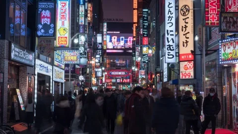 4K time-lapse Kabuki-cho district of Shinjuku Ward. Vídeos de archivo 122053631