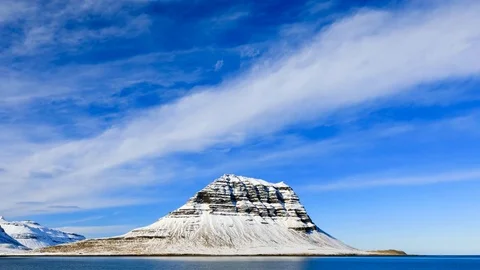 4K Time lapse of Kirkjufell moutain view from coastline, Iceland Stock Footage