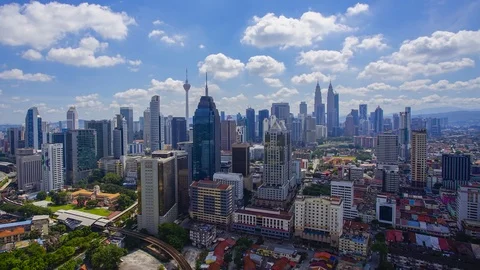 4K Time-lapse of Kuala Lumpur city during sunset.. Pan Left effect Stock Footage 115080593