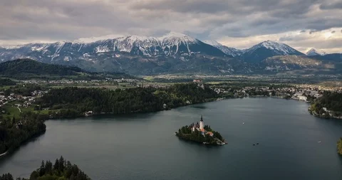 4k Time lapse of lake Bled as seen from Osojnica hill Stock Footage 113335072