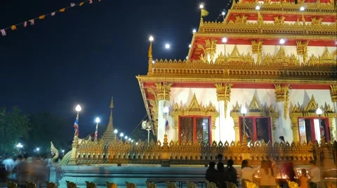 4K. Time Lapse Landmark Light waving of candle rite walk at Wat Nongwaeng, 스톡 동영상 56419557