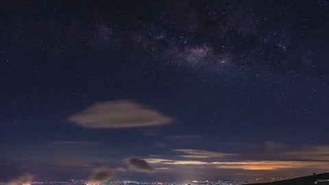 4k Time Lapse Landscape Milky Way  Phu Thap Boek Stock Footage 74294524